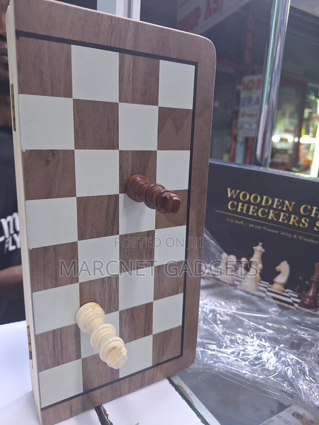 Magnetic Wooden Chess Checkers Set 29cm - thumbnail 3