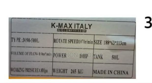 500l K-Italy Air Compressor 3 Phase With 10hp Motor - thumbnail 2