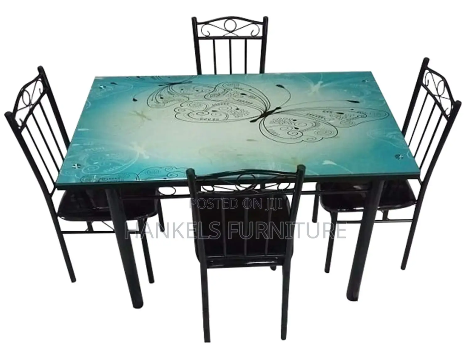 Furniture Dotrix Glass Top 4 Seater Dining Table Set