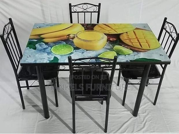 Zoriox Glass Top Four Seater Dining Table Set for Home