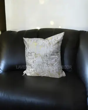 White Throw Pillow Cover/ Case With Gold Details