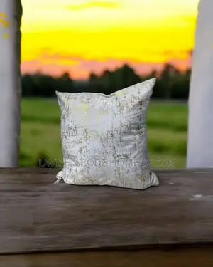 White Throw Pillow Cover/ Case With Gold Details