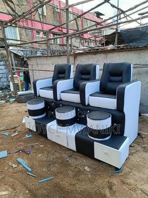 Black and White Separate Pedicure Seat 3 Seater - thumbnail 2