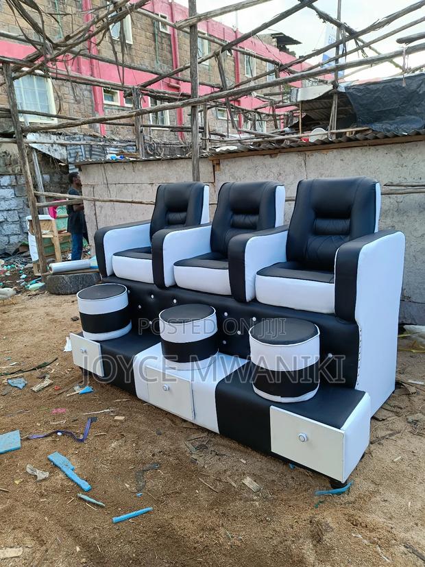 Black and White Separate Pedicure Seat 3 Seater - main view