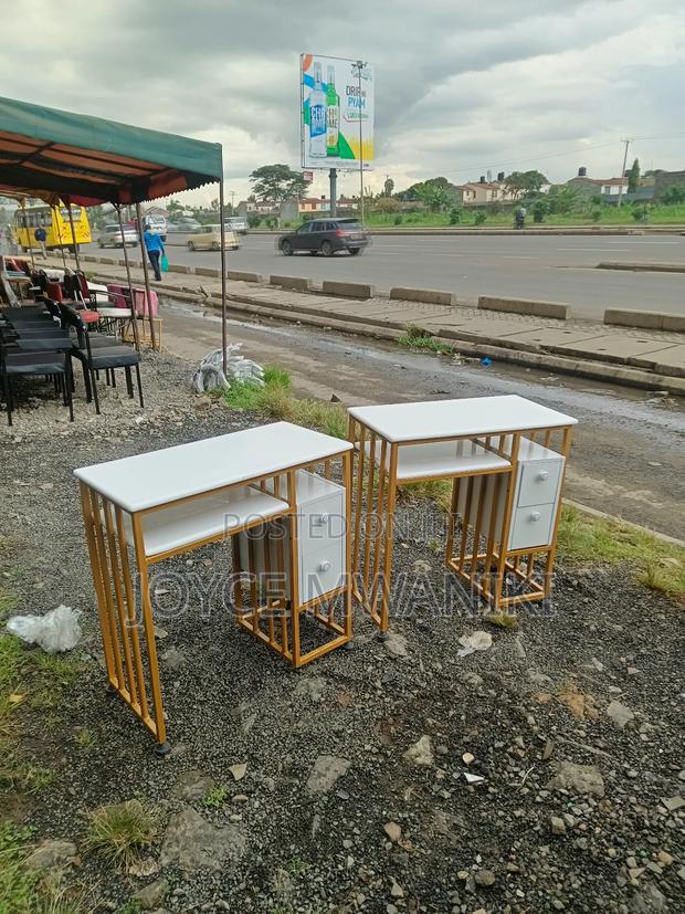 Nail Table With Marble Top and Drawers - main view