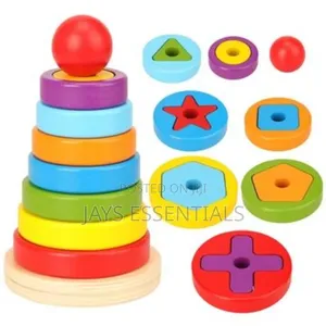Wooden Rainbow Tower Montessori Toy