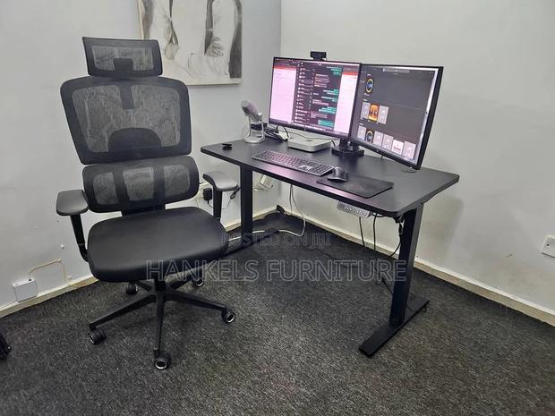Black Adjustable Electric Office Desk - main view