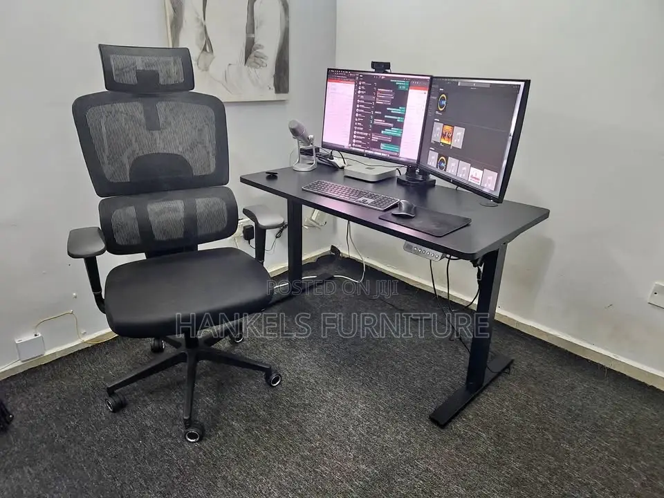 Black Adjustable Electric Office Desk