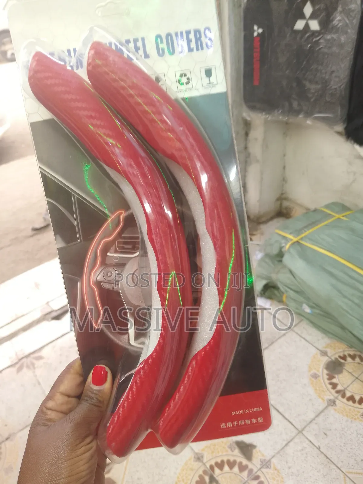 Red Carbon Fiber Steering Cover/ Steering Cover