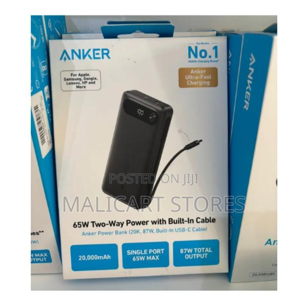 Anker Power Bank 20000mah 87w With Built-in Usb-C Cable
