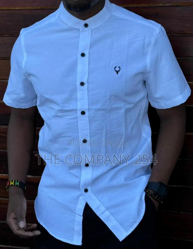 Quality Cotton Collar Short-Sleeved Men Casual Plain Shirts - thumbnail 2
