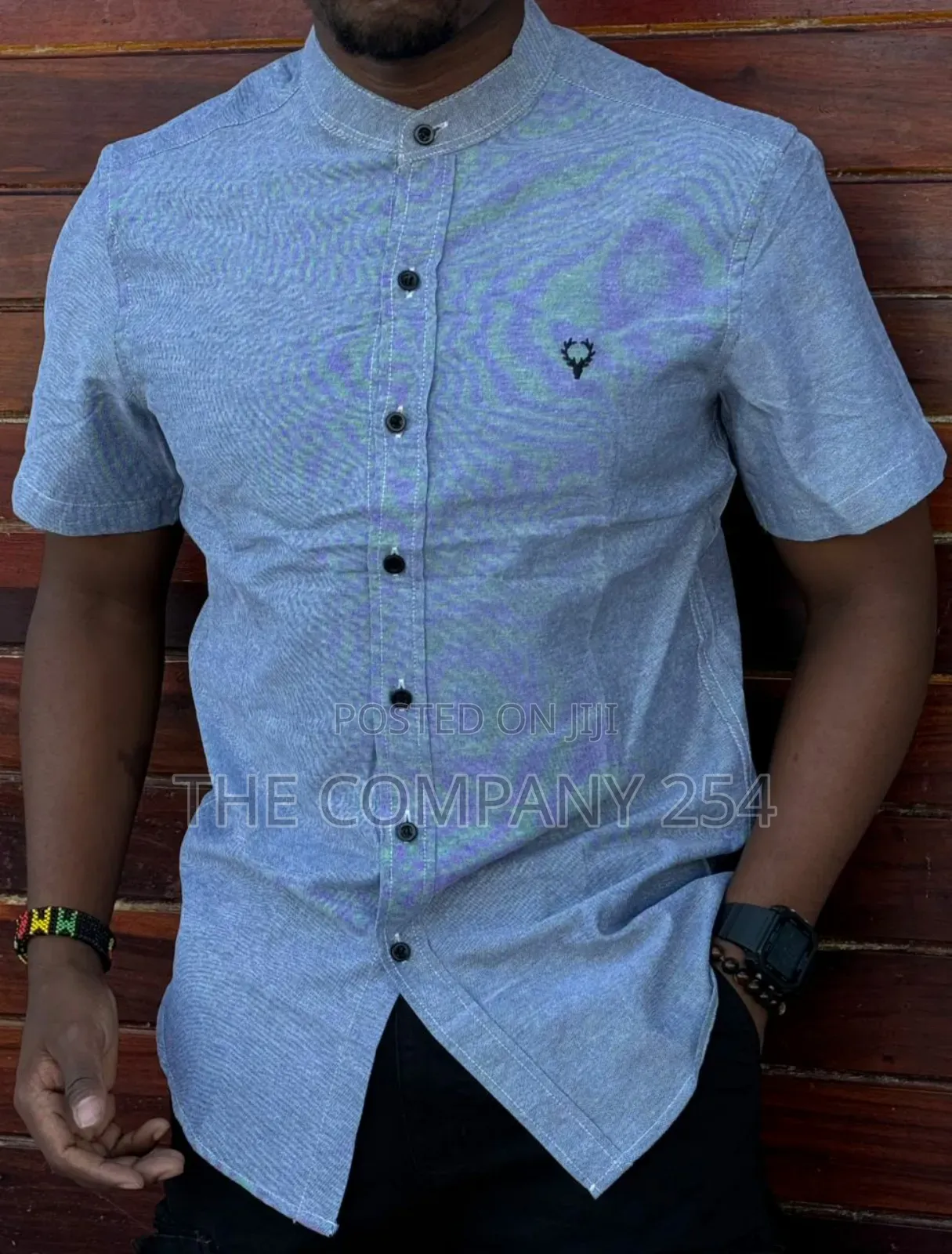 Quality Cotton Collar Short-Sleeved Men Casual Plain Shirts