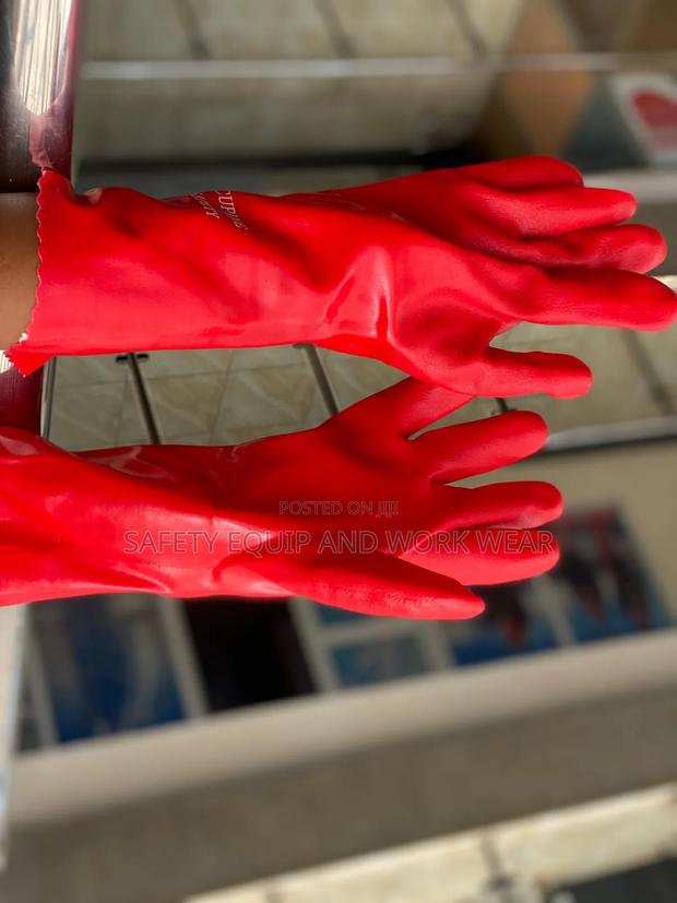 Chemical Resistant Pvc Gloves Red Double Dip.
