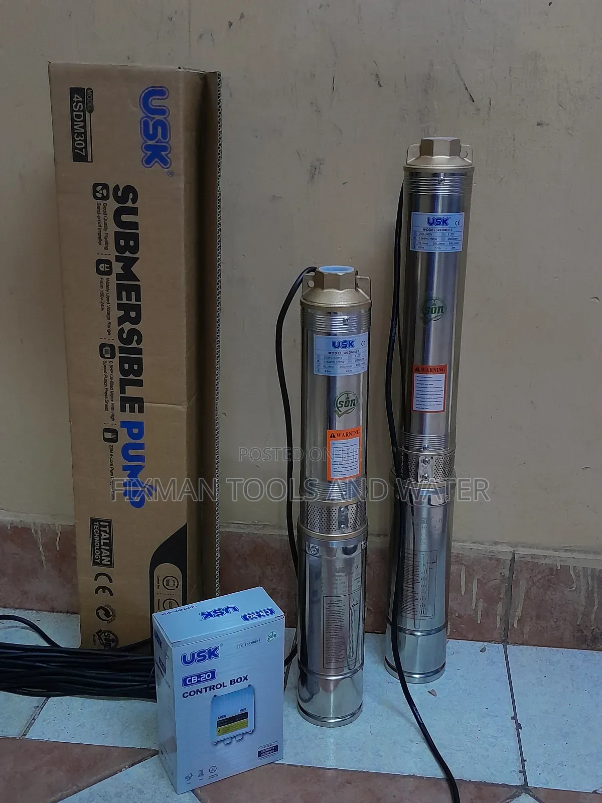 Most Used Usk Submersible Water Pump 0.5 Hp 49m Control Box