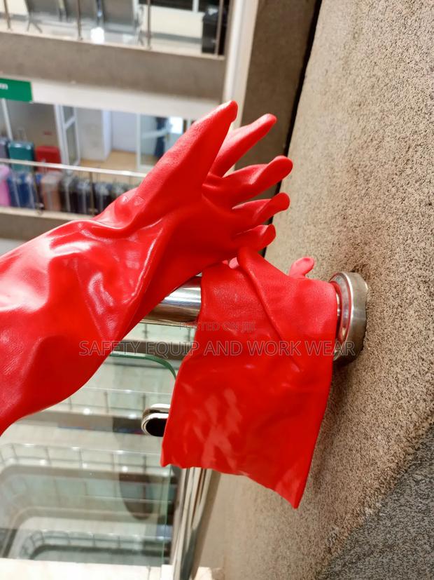 Double Dip Red Pvc Gloves Lightweight. - main view