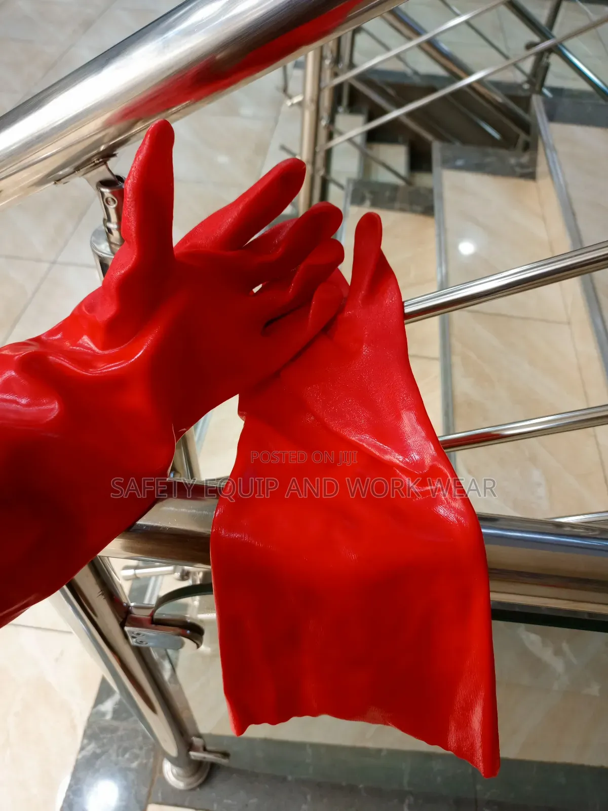 Red Pvc Gloves Double Dip With Long Cuff