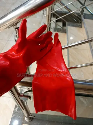 Red Pvc Gloves Double Dip With Long Cuff