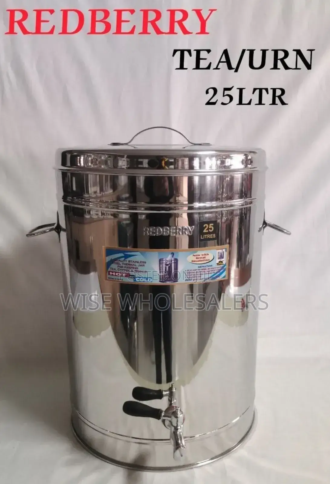 Redberry Premium Range S.Steel Insulated Tea Urn : 25 Ltr