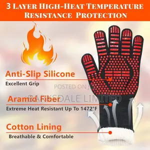 Heat Resistant Gloves Oven Gloves Rubber Mitts Grill BBQ
