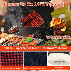 Heat Resistant Gloves Oven Gloves Rubber Mitts Grill BBQ