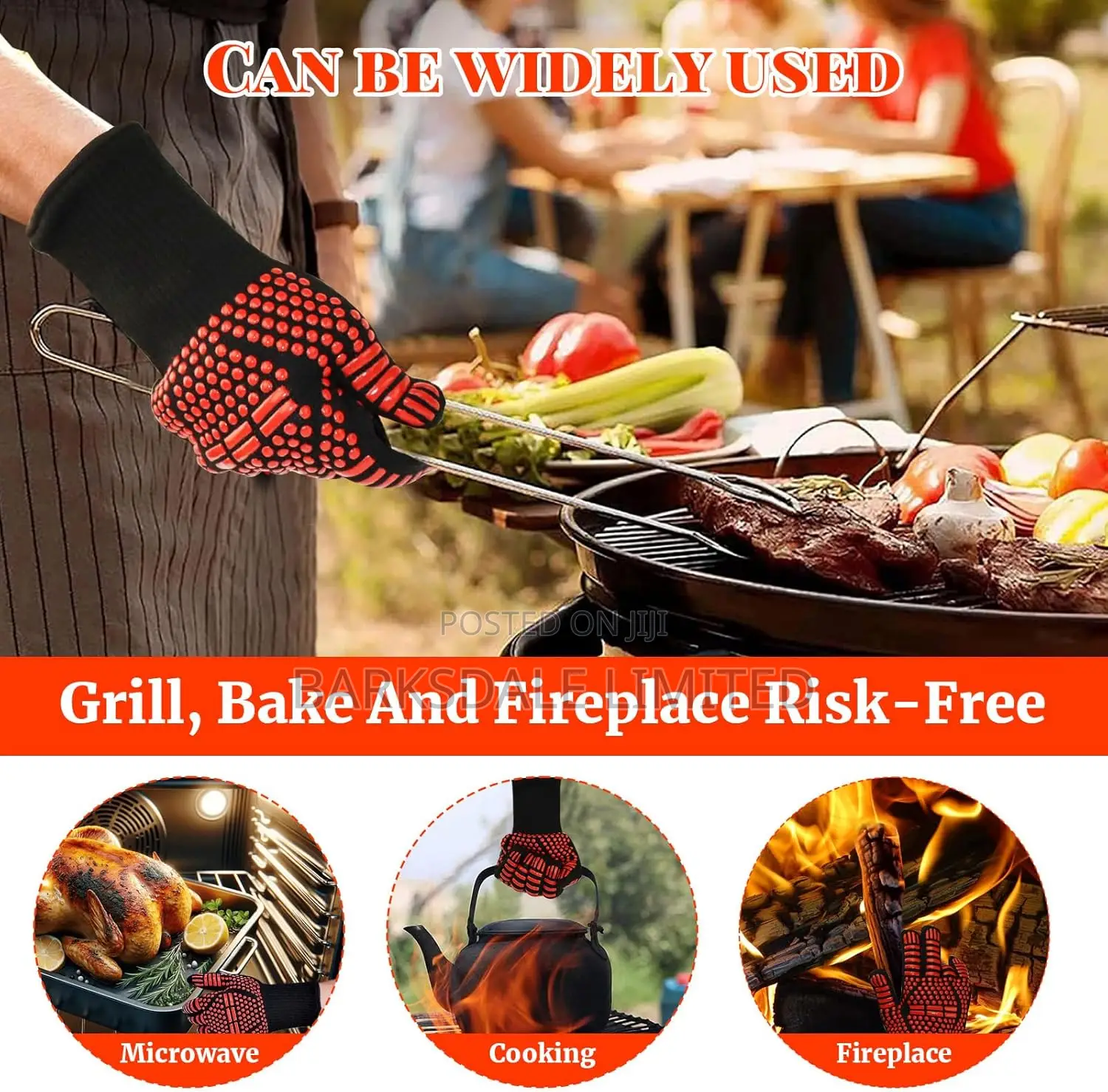Heat Resistant Gloves Oven Gloves Rubber Mitts Grill BBQ