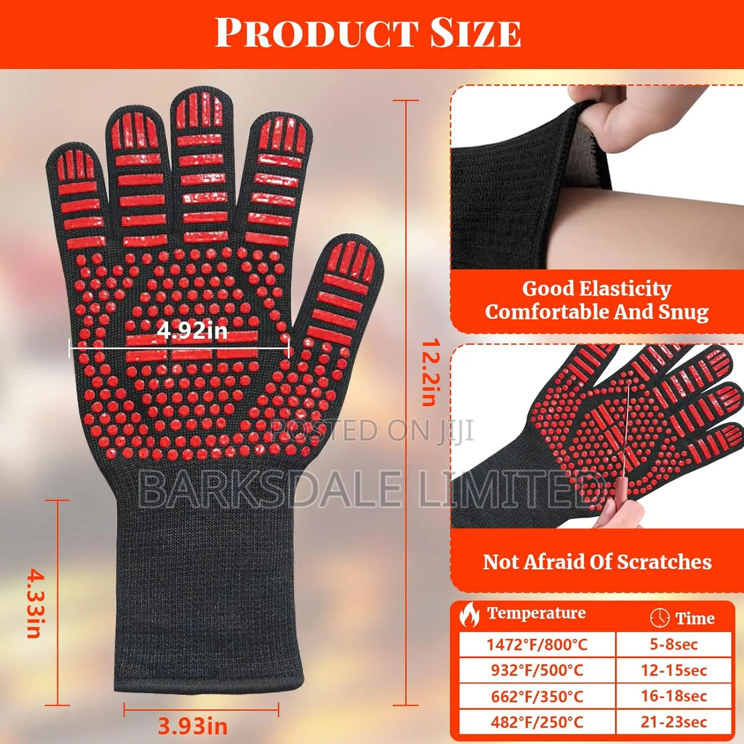 Heat Resistant Gloves Oven Gloves Rubber Mitts Grill BBQ