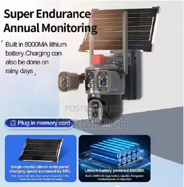 4g Solar Cameras Monitoring 8 Million Pixel Three Lens
