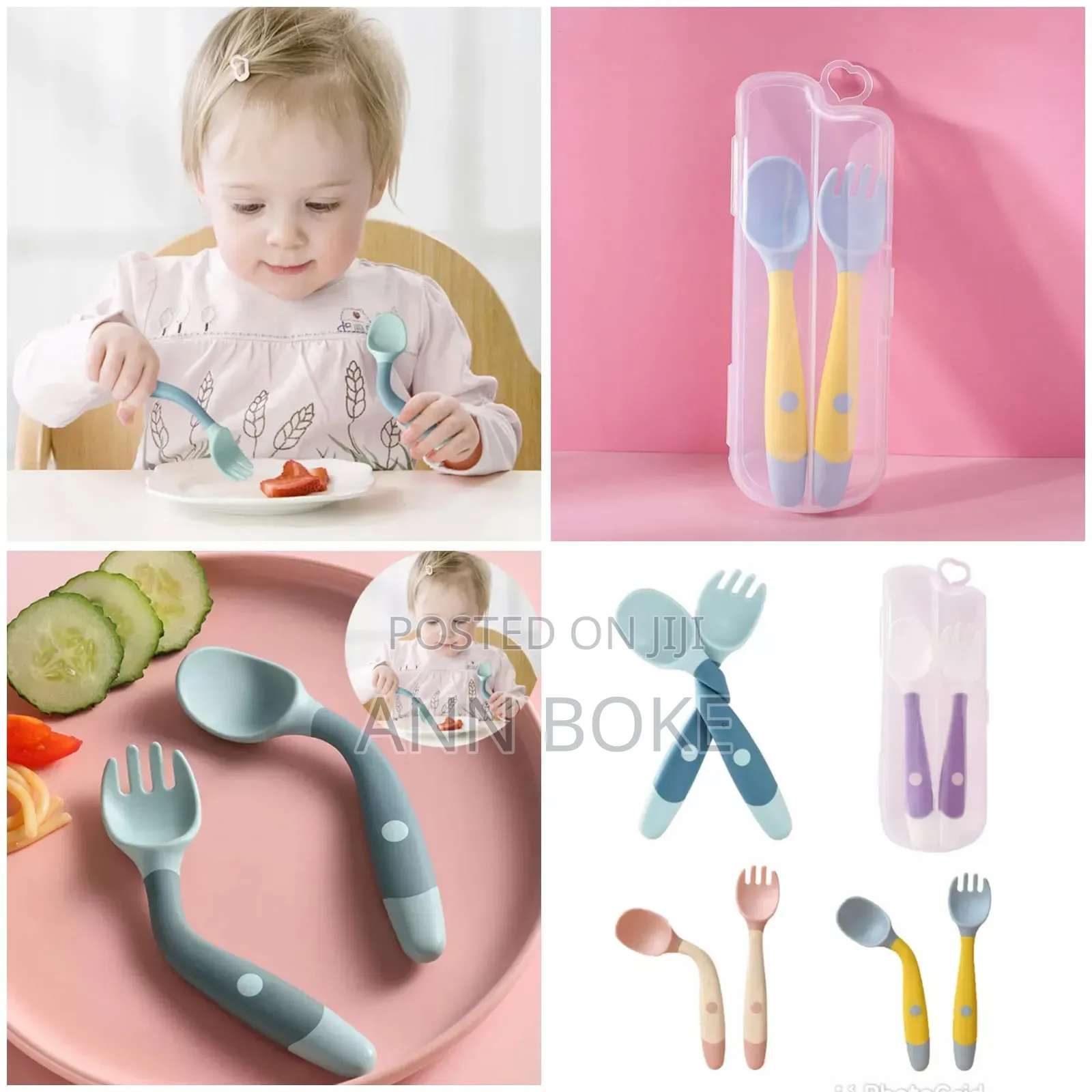 2 PCS Baby Bendable Silicon Spoon Fork Set