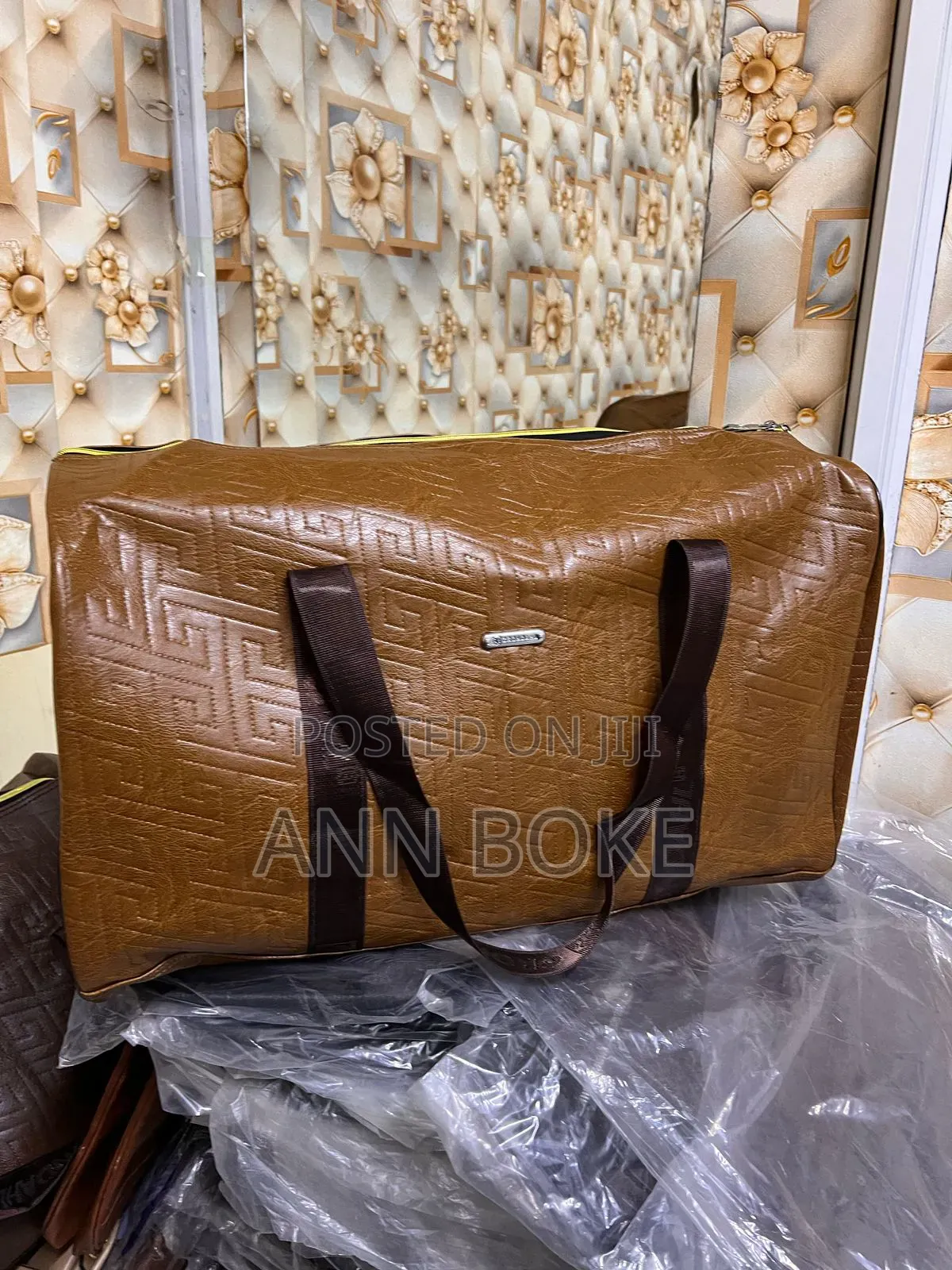 *Travel Pu Leather Duffel Bag Bag*
 *Colour: Light Brown