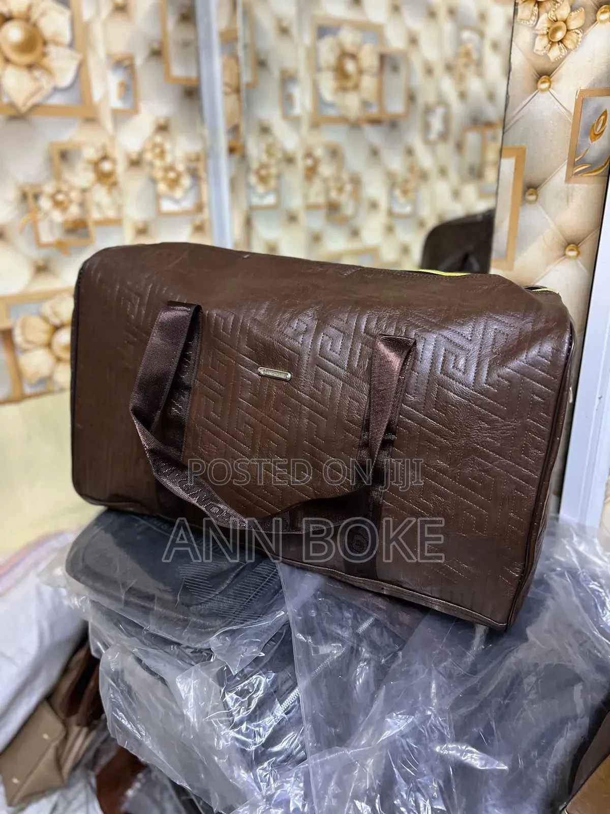 *Travel Pu Leather Duffel Bag Bag*
 *Colour: Light Brown