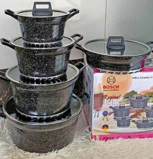 Bosch 10 PCS Granite Non-Stick Cookware Set Pots/ Sufurias
