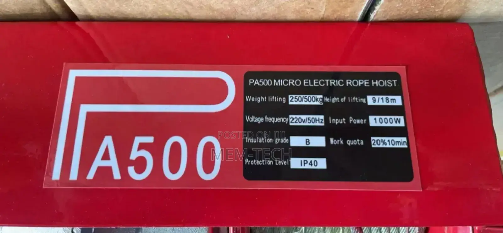 500kg Electric Chain Hoist/0.5 Tonne Electric Chain Hoist