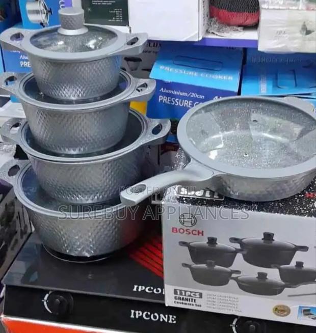 Bosch 11 PCS Granite Cookware Set With Silicone Lid