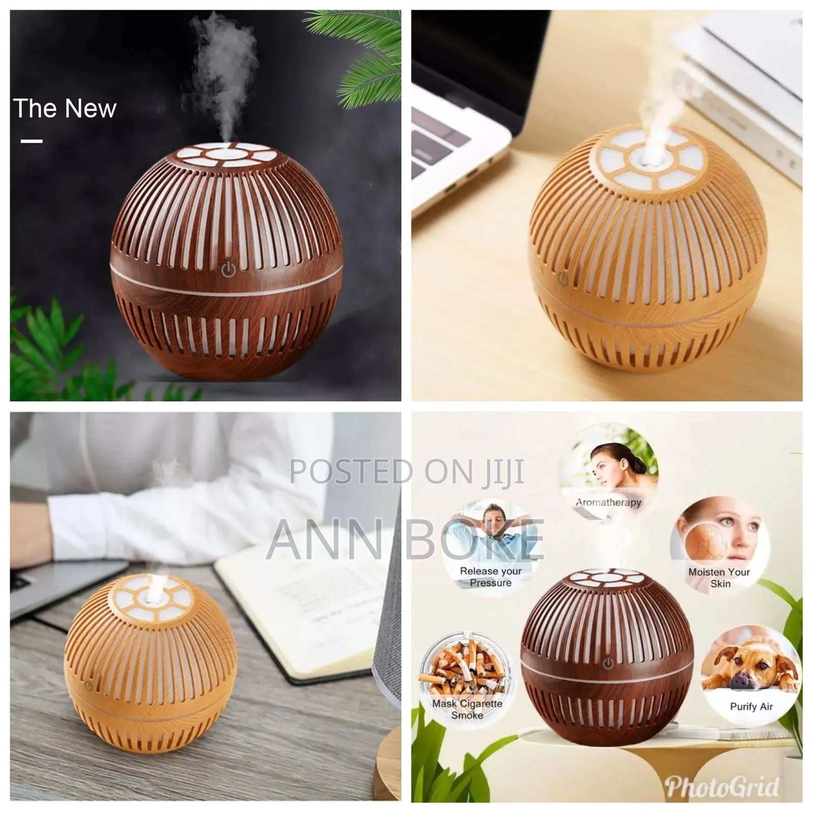 *200ml Wood Grain Round Shape Air Humidifier Usb