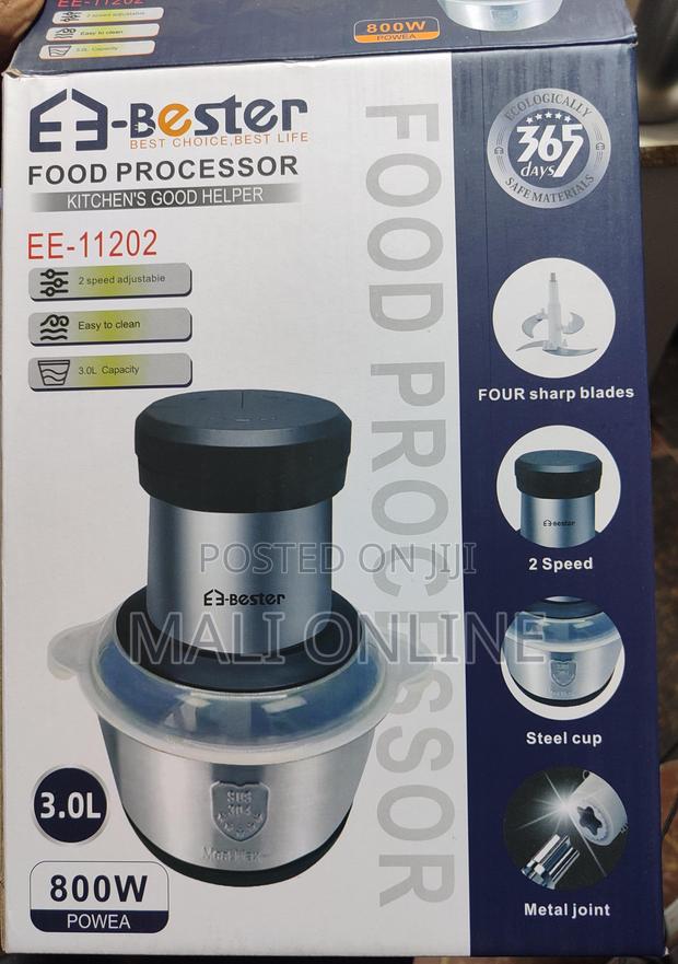 3.L 800w Food Processor 3 Speeds With Steel Bowl & 4 Blades