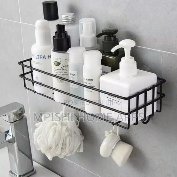 Rectangular Metallic Corner Bathroom Shelf Black and White - thumbnail 6