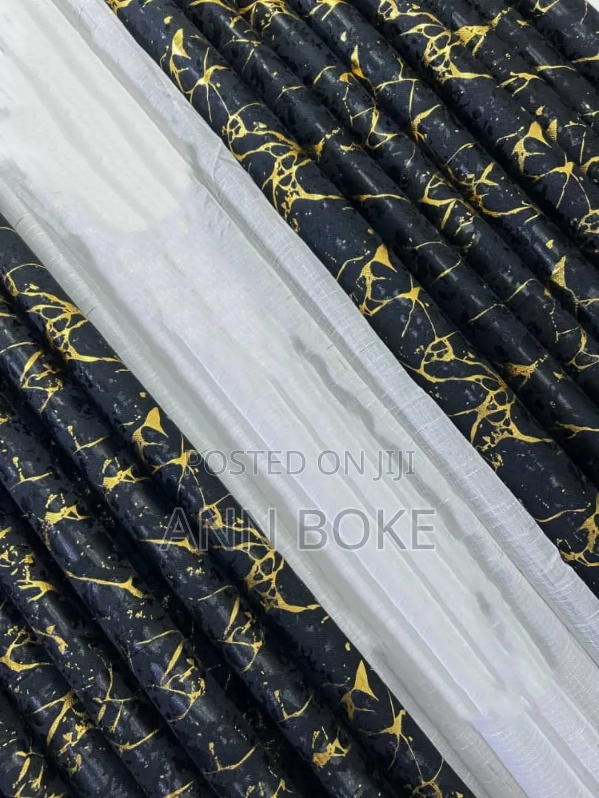 **3 Pc Marble Gold Curtains** 
2 Pc( Curtains