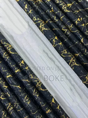 **3 Pc Marble Gold Curtains** 
2 Pc( Curtains