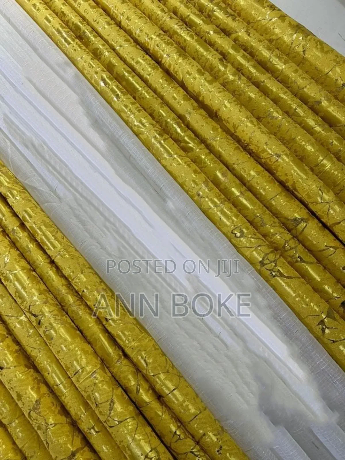 **3 Pc Marble Gold Curtains** 
2 Pc( Curtains