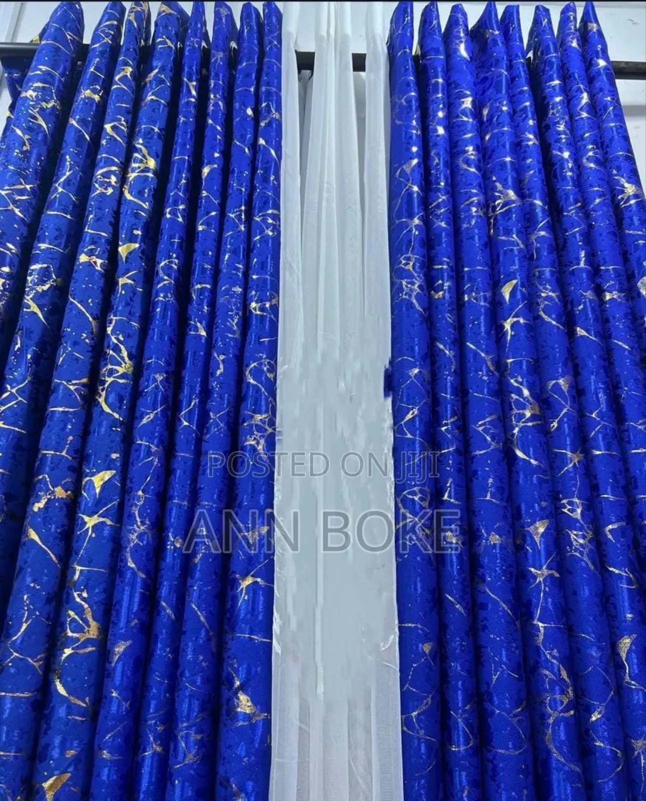 **3 Pc Marble Gold Curtains** 
2 Pc( Curtains