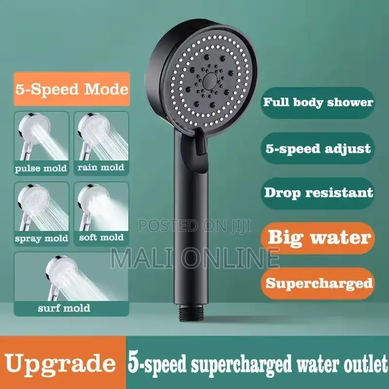 Turbo Black 5-function High-pressure Handheld Shower