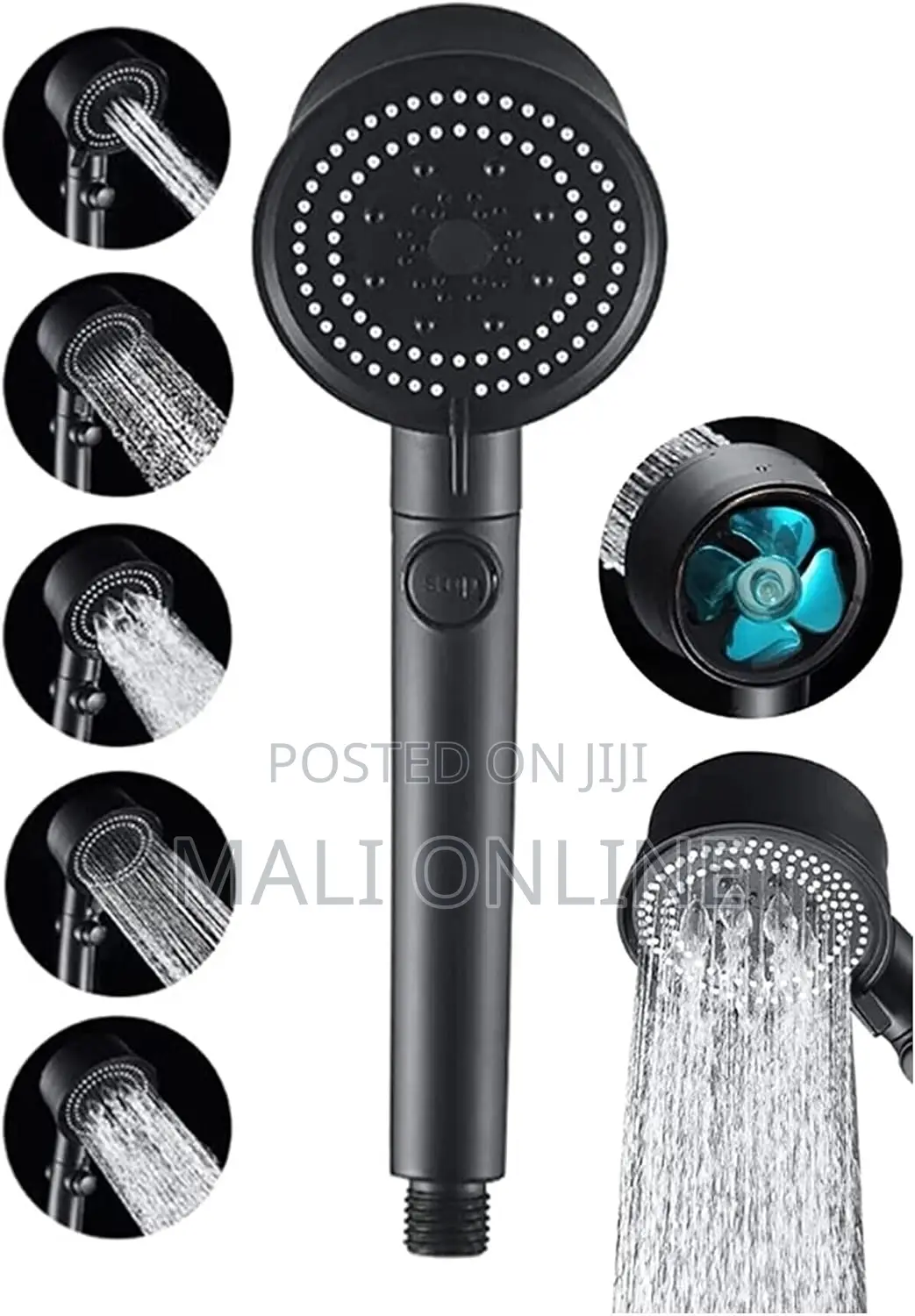 Turbo Black 5-function High-pressure Handheld Shower