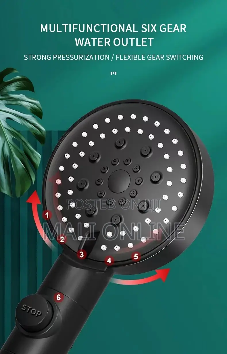 Turbo Black 5-function High-pressure Handheld Shower