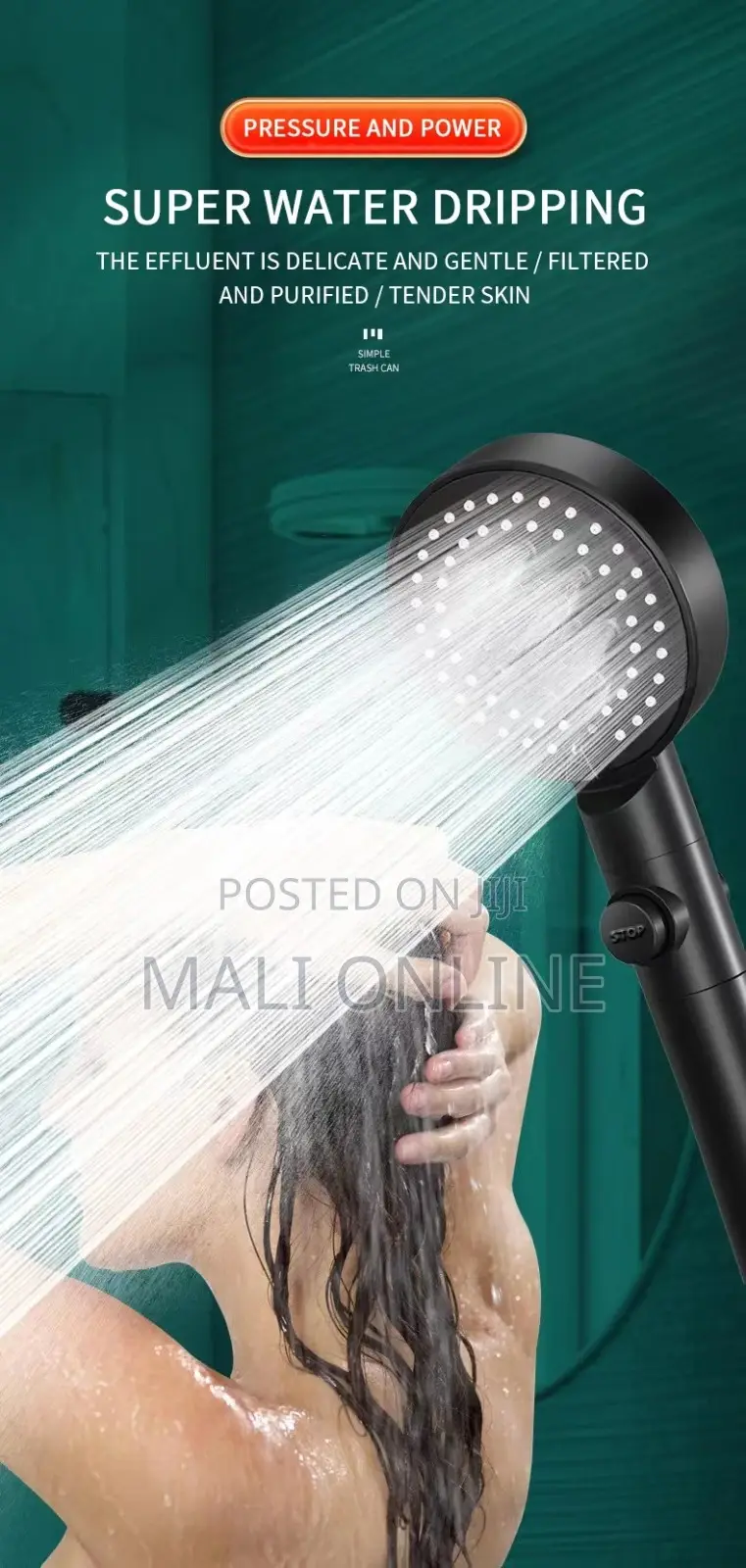 Turbo Black 5-function High-pressure Handheld Shower