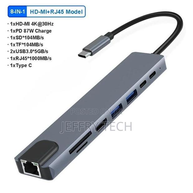5gbps Usb C Hub 4k30hz Docking Station Type C to Hdmi Rj45 E