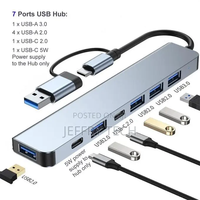 MZX 7 Ports Usb a C Hub Concentrator 3.0 2.0 Type Multi Adap