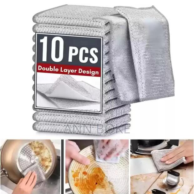10pc Pack Silver Rag Double Sided Cleaning Pads - thumbnail 2
