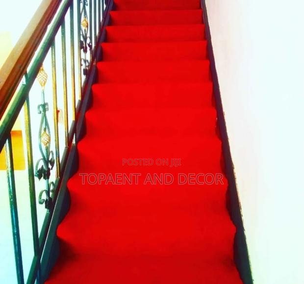 Bright Red Staircase Wall to Wall Carpet - main view