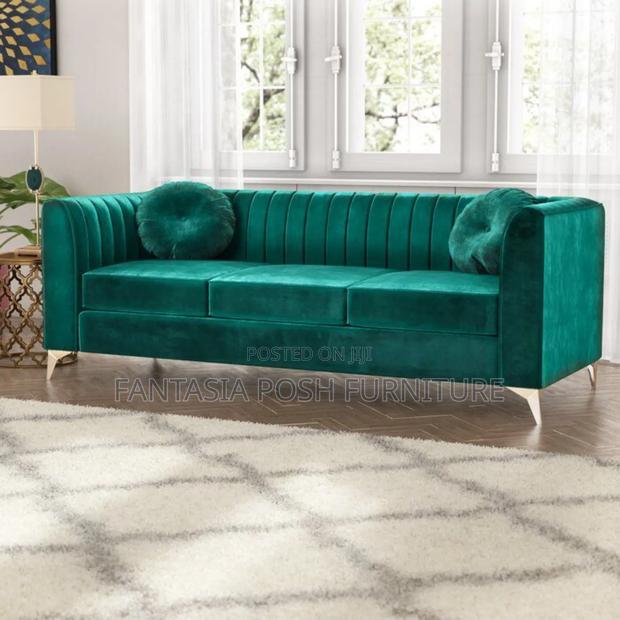 3 Seater Sofa With Gold Metal Legs