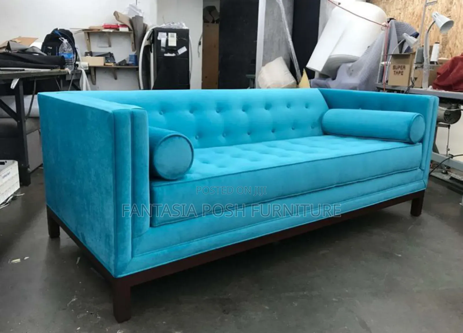 Modern 3 Seater Sofa With Bolster Cushions